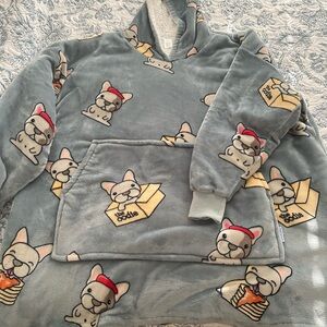 Gray Oodie with French Bull Dog Print